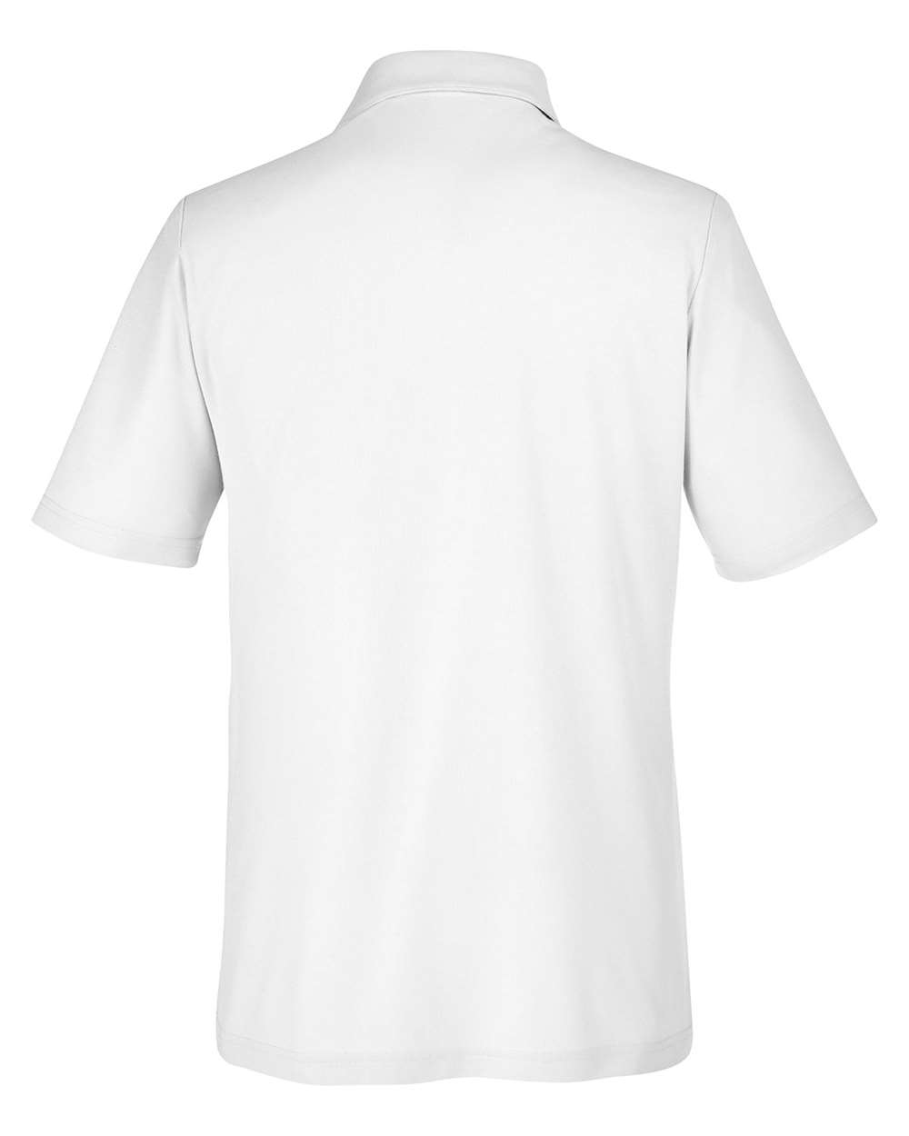 Front View of White Men's Fusion ChromaSoft™ Pique Polo - CE112