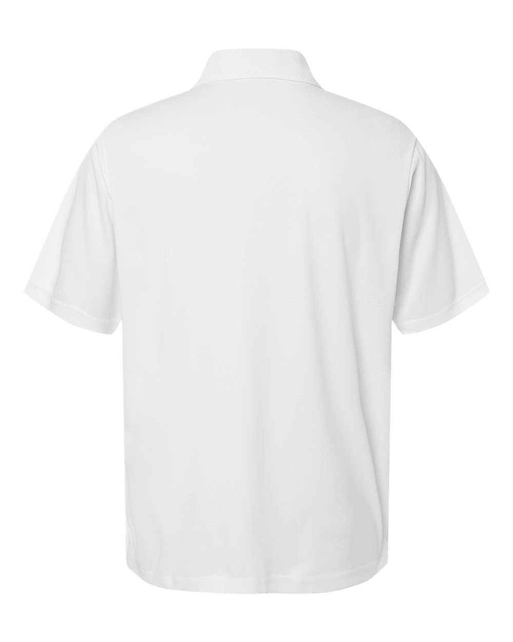 Rear View of White Men's Nova Performance Pique Pocket Polo - CE108P plain
