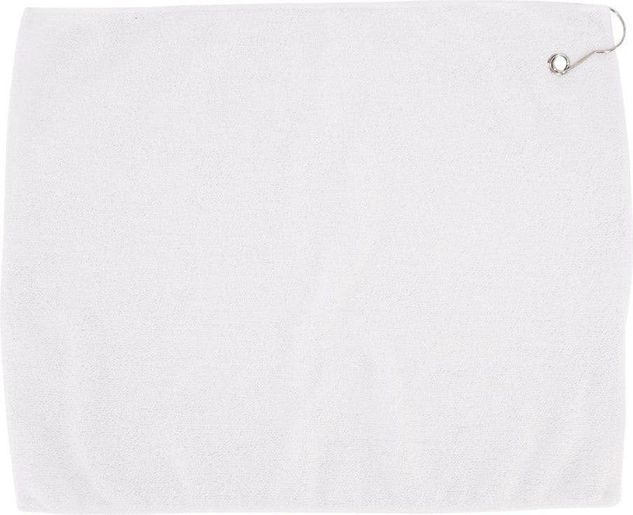 Front View of White Microfiber Golf Towel - C1518MGH