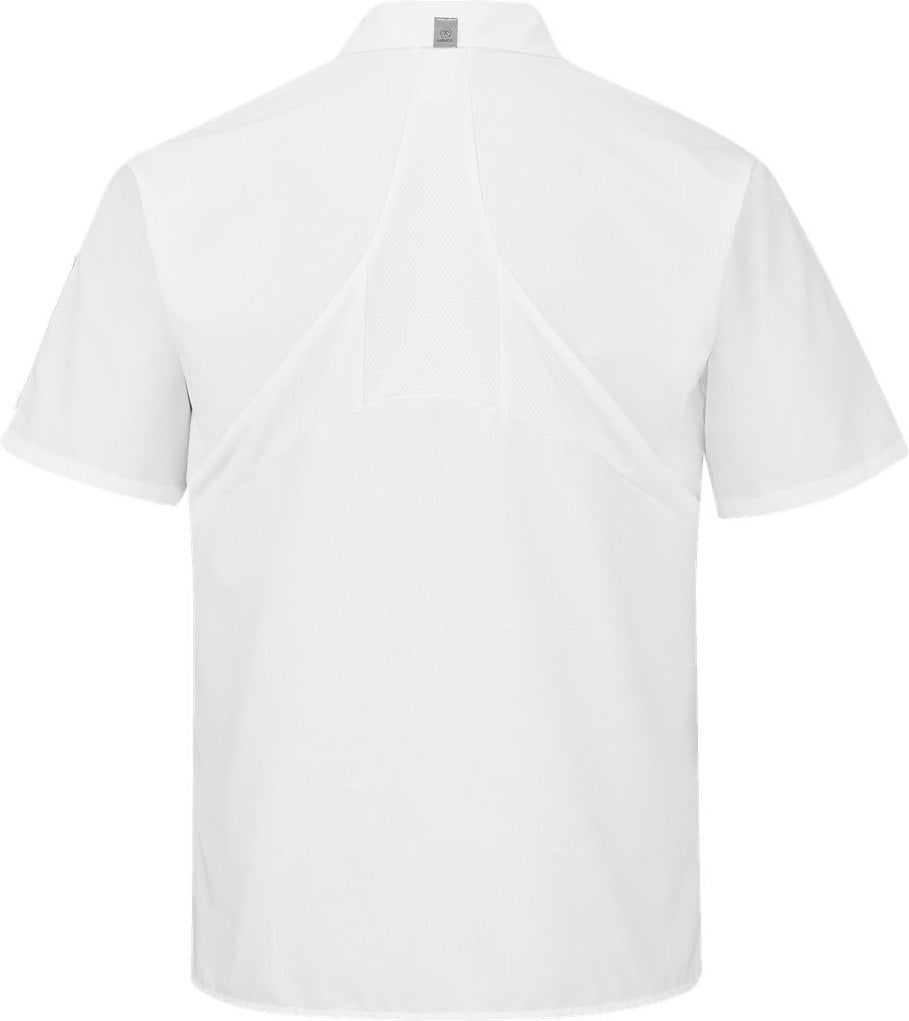Front View of White Mimix™ Short Sleeve Cook Shirt with OilBlok - 502X