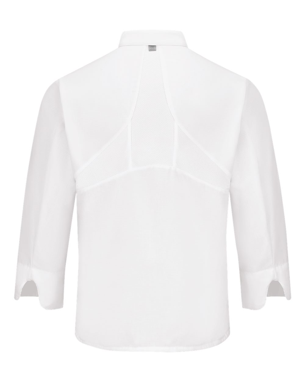 Rear View of White Mimix™ Ten Knot Button Chef Coat with OilBlok - 044X