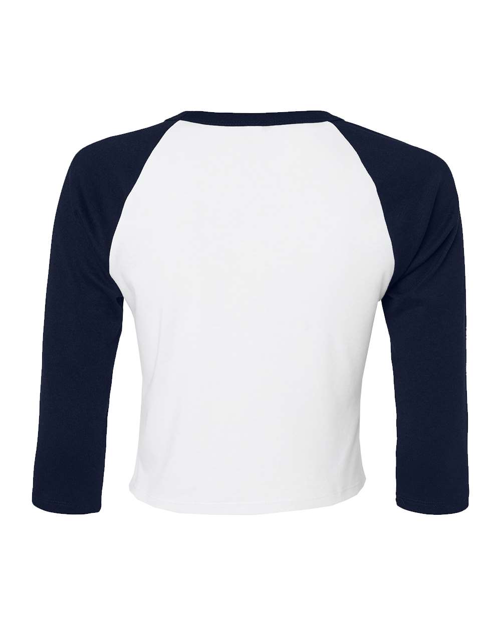 Front View of White/ Navy Women's Micro Rib 3/4 Raglan Sleeve Baby Tee - 1200
