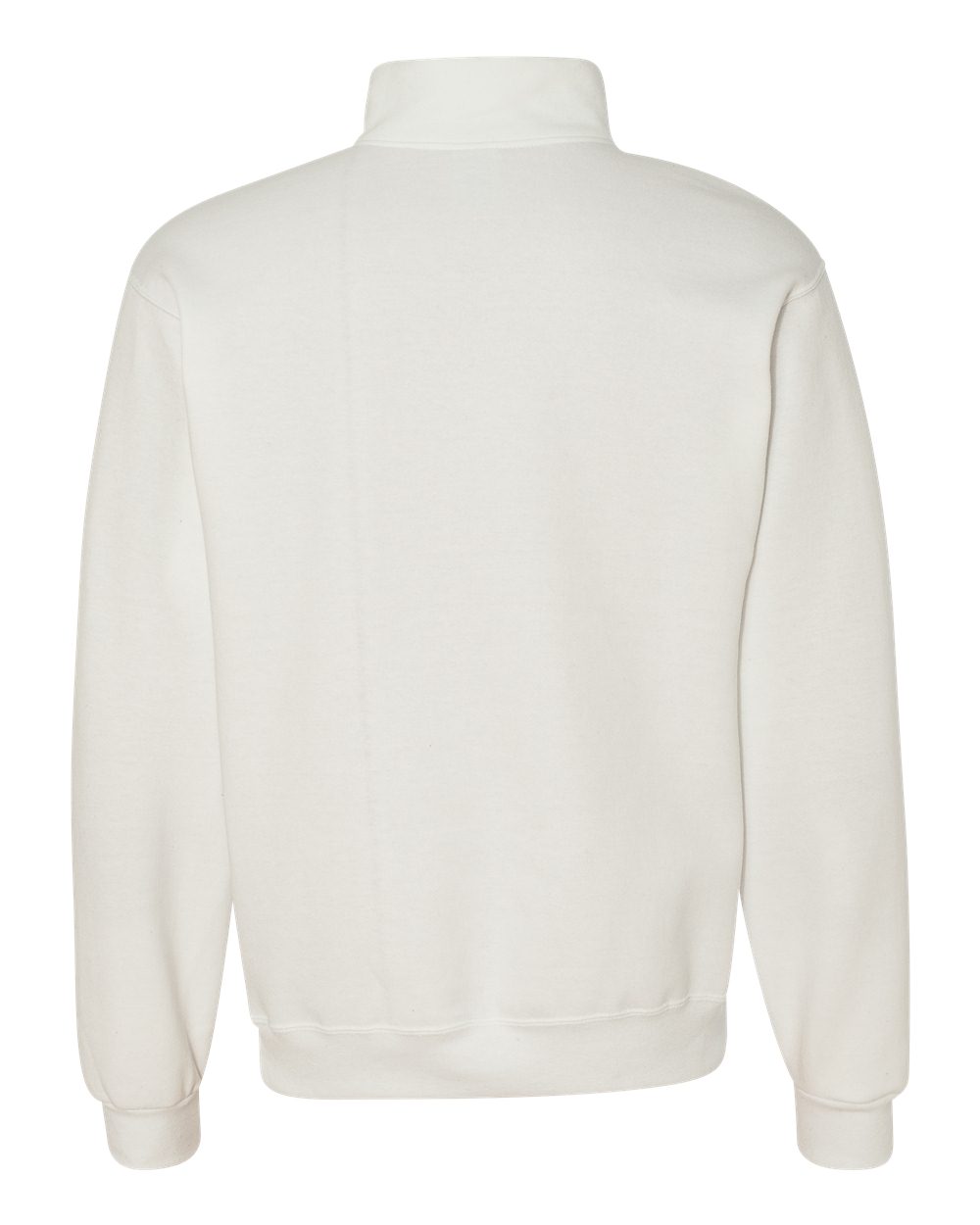 Rear View of White Nublend® Cadet Collar Quarter-Zip Sweatshirt - 995MR