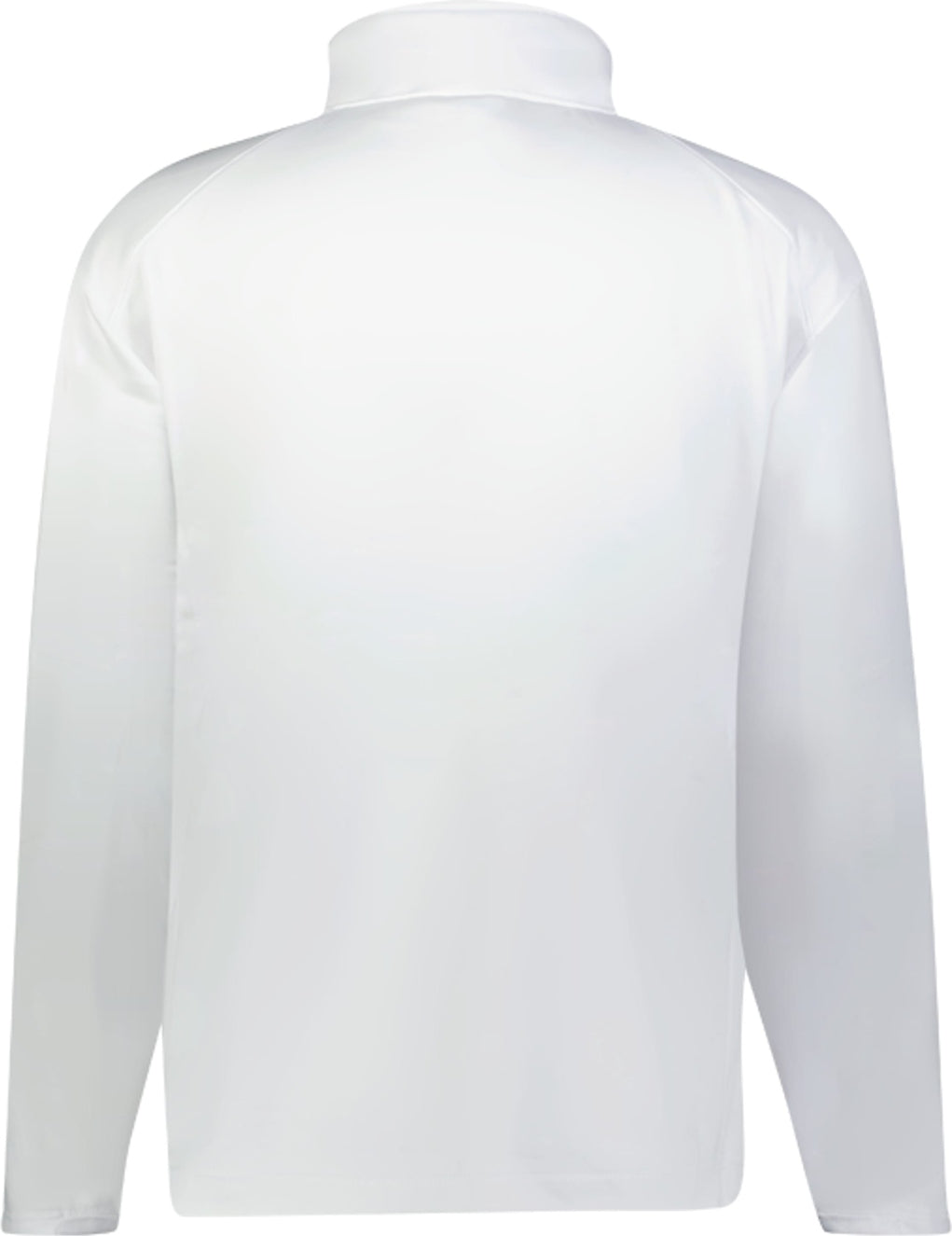 Rear View of WHITE PERFORMANCE FLEECE 1/4 ZIP PUL