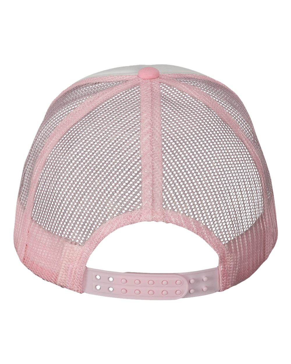 Front View of White/ Pink Foam Mesh-Back Trucker Cap - VC700