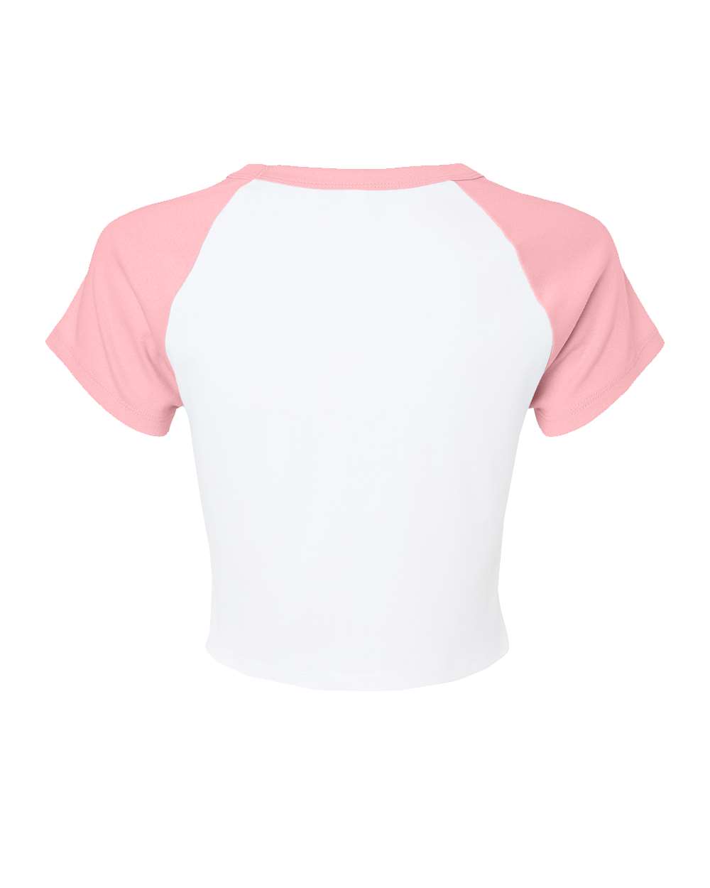 Rear View of White/ Pink Women's Micro Rib Raglan Baby Tee - 1201