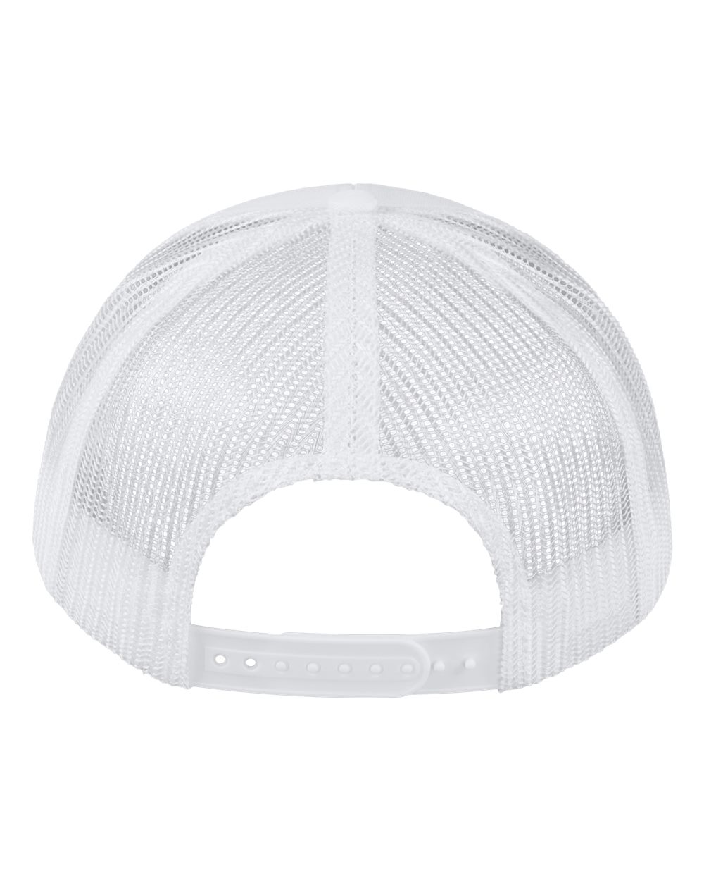 Rear View of White Poly Twill Trucker Cap - VC955 plain