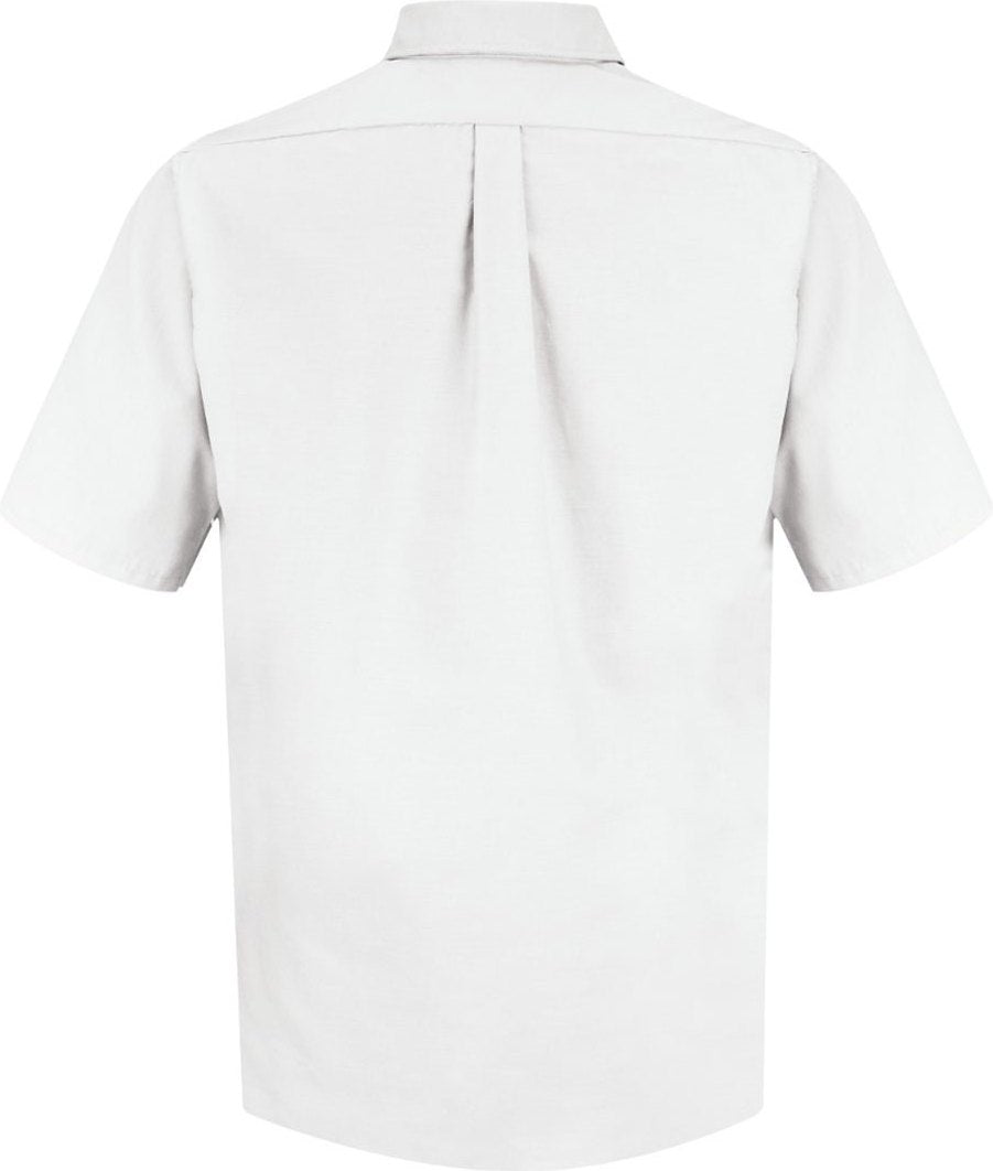 Front View of White Poplin Short Sleeve Dress Shirt - SP80