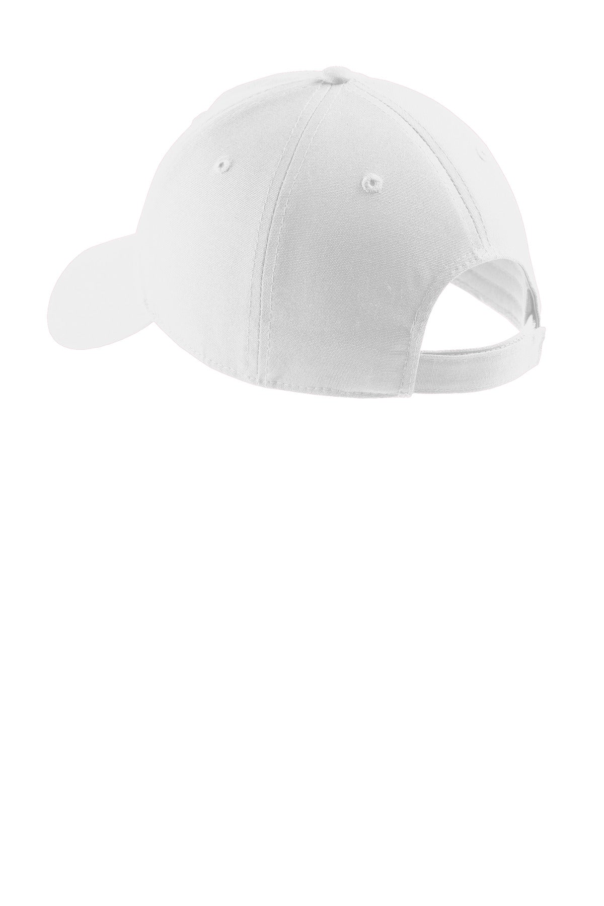 Front View of White Port Authority Soft Brushed Canvas Cap. CP96