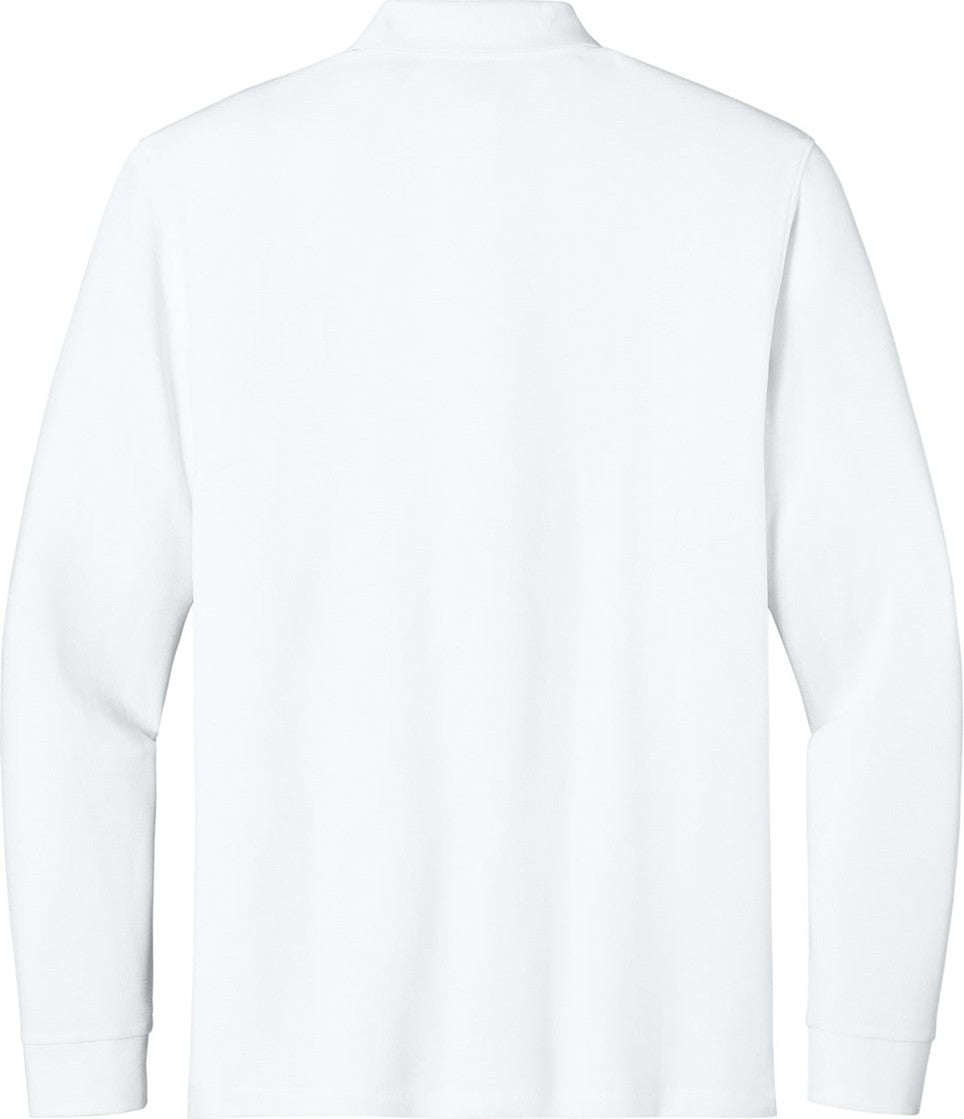 Front View of White Port Authority Wearever Signature Pique Long Sleeve Polo K200LS