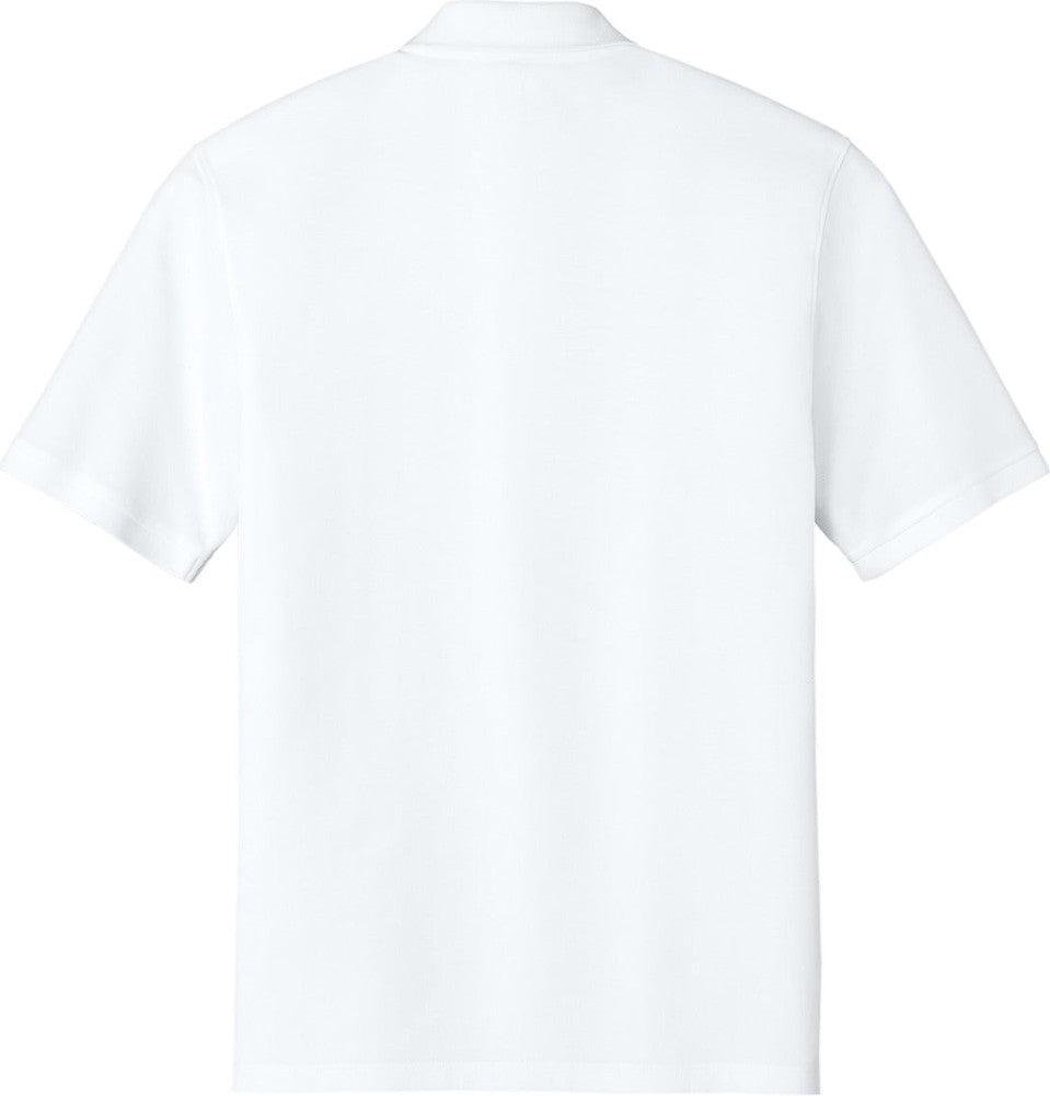 Front View of White Port Authority Wearever Signature Pique Pocket Polo K200P