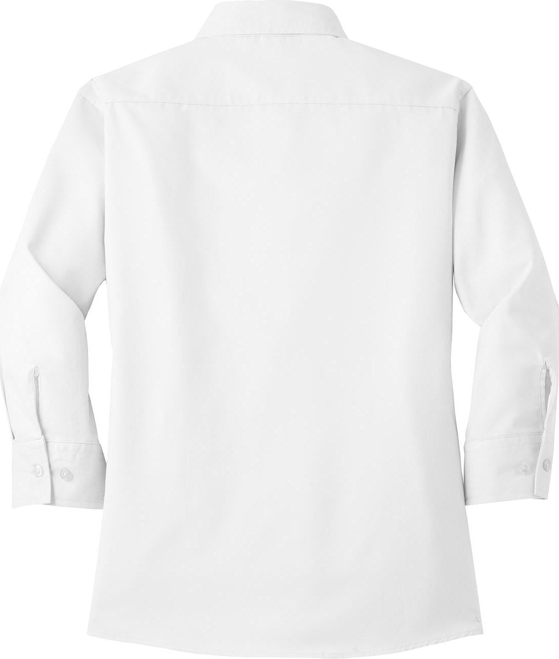 Rear View of White Port Authority Women's 3/4-Sleeve Easy Care Shirt. L612