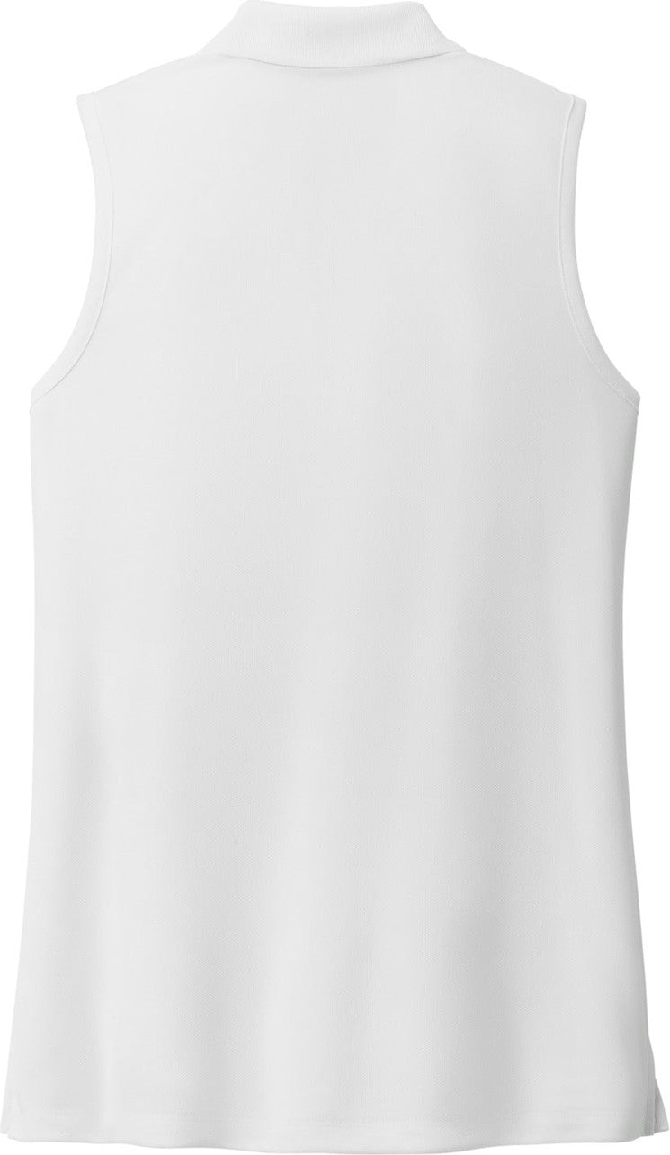 Rear View of White Port Authority Women's Dry Zone UV Micro-Mesh Sleeveless Polo LK110SV