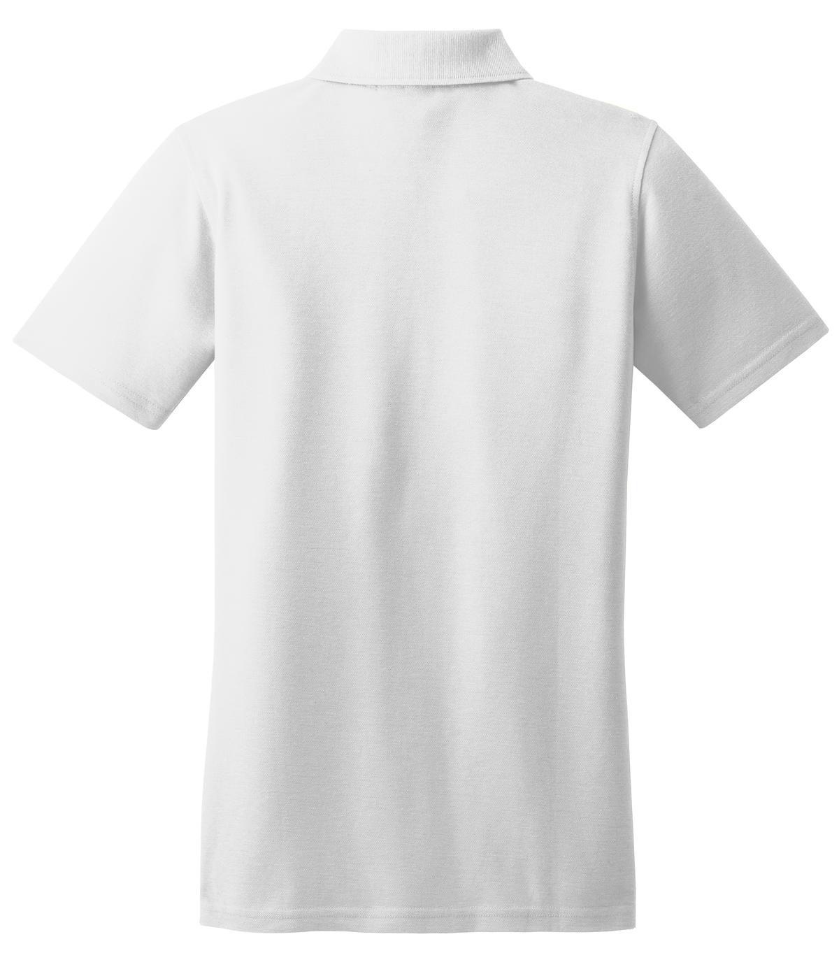 Front View of White Port Authority Women's Stain-Resistant Polo. L510