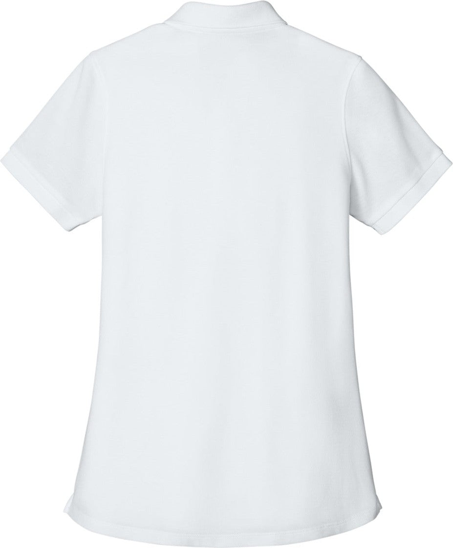 Rear View of White Port Authority Women's Wearever Signature Pique Polo LK200