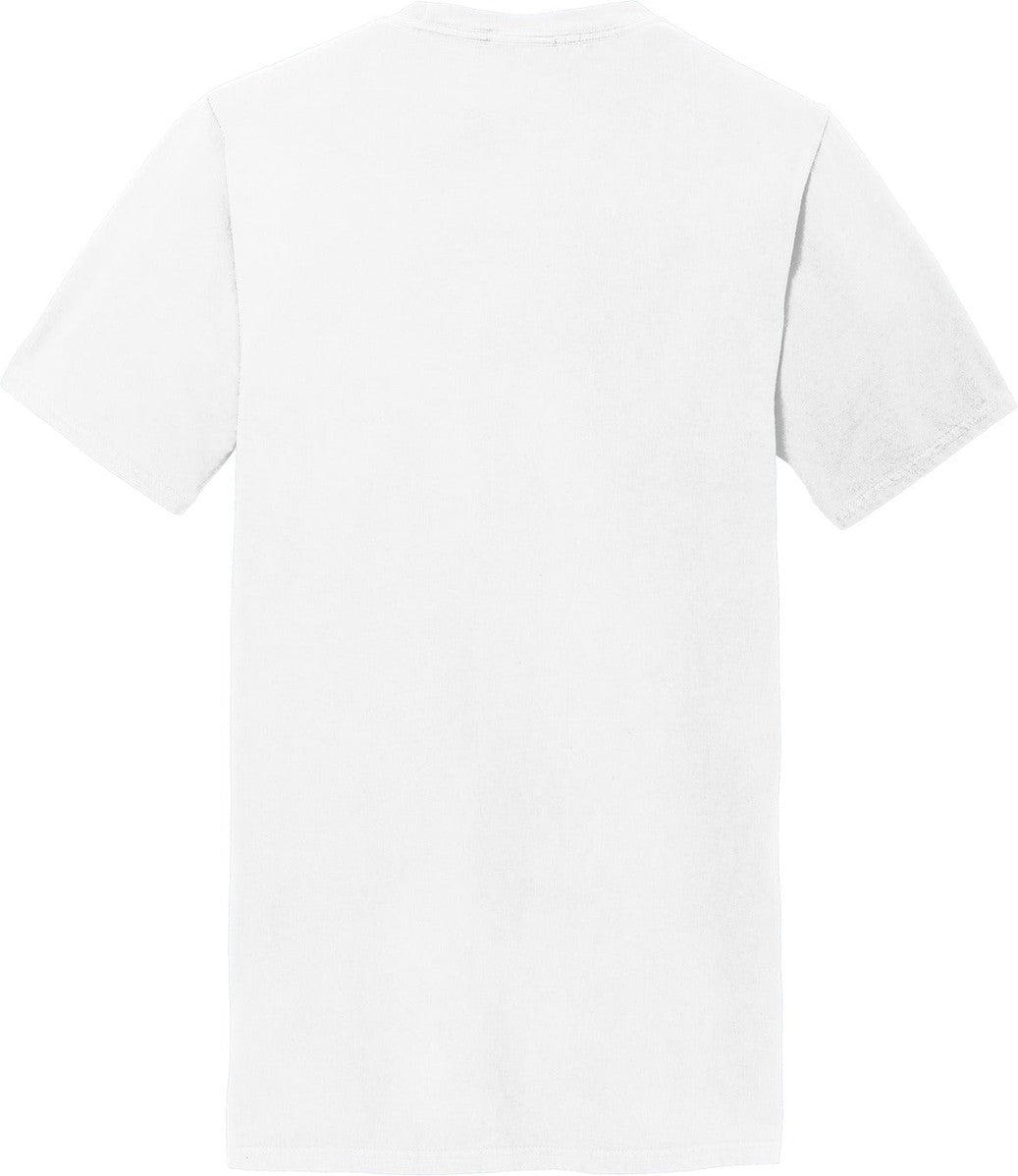 Front View of White Port & Co Beach Wash Garment-Dyed Pocket Tee. PC099P