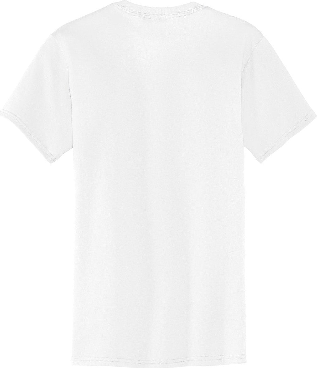 Front View of White Port & Co Core Blend Pocket Tee. PC55P