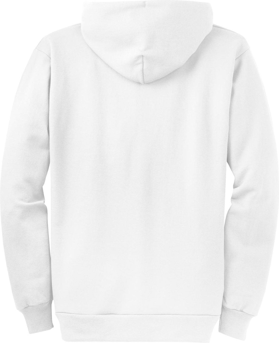 Front View of White Port & Co Core Fleece Full-Zip Hooded Sweatshirt. PC78ZH