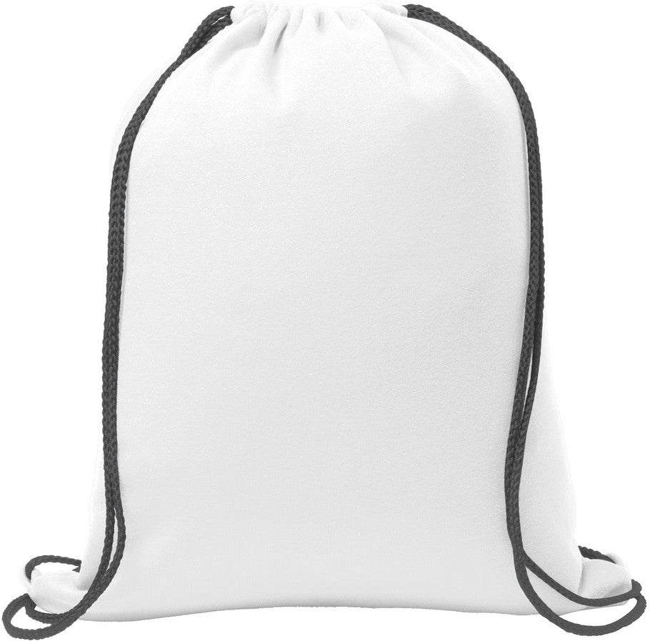 Rear View of White Port & Co Core Fleece Sweatshirt Cinch Pack. BG614