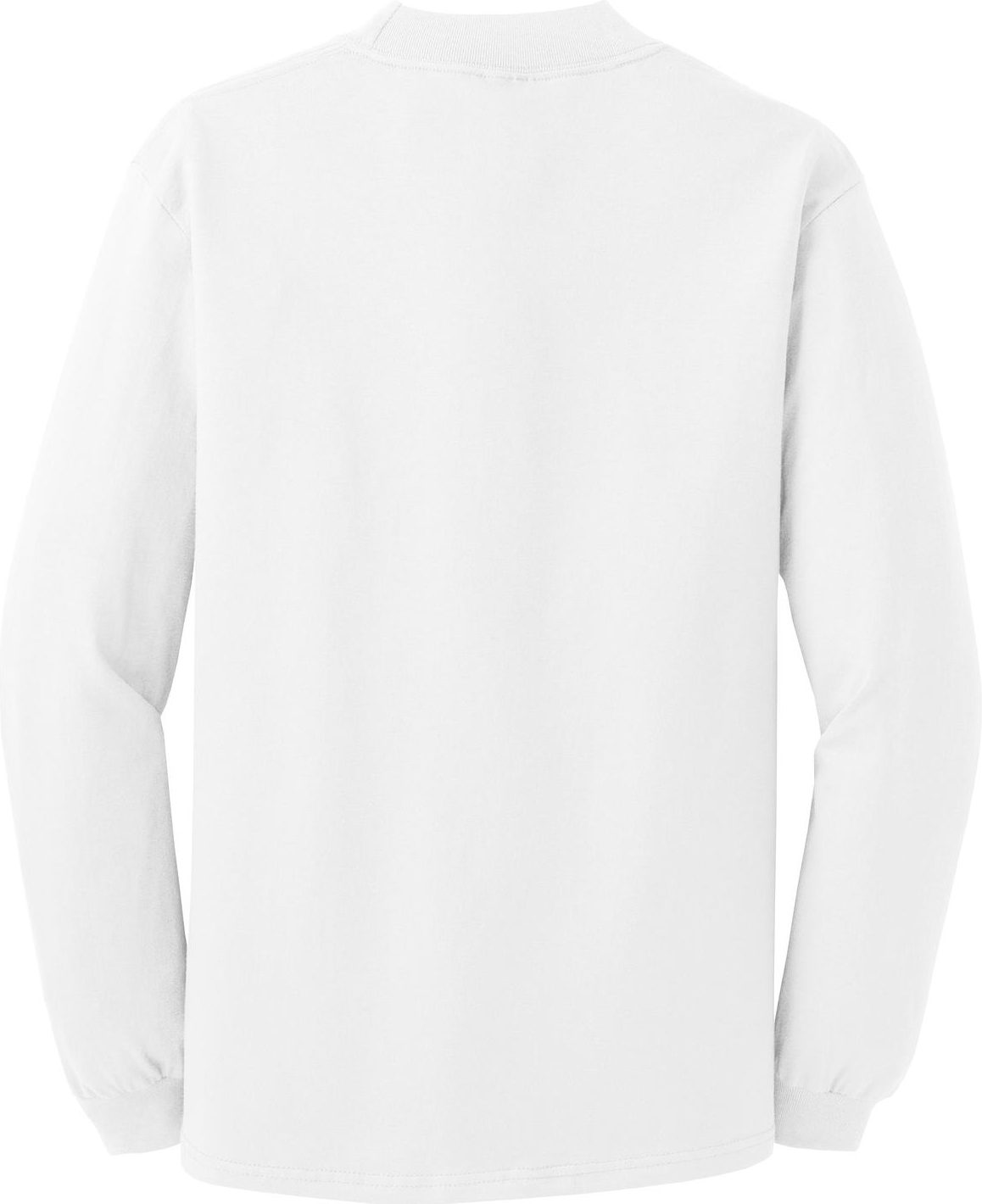 Rear View of White Port & Co Essential Mock Turtleneck. PC61M