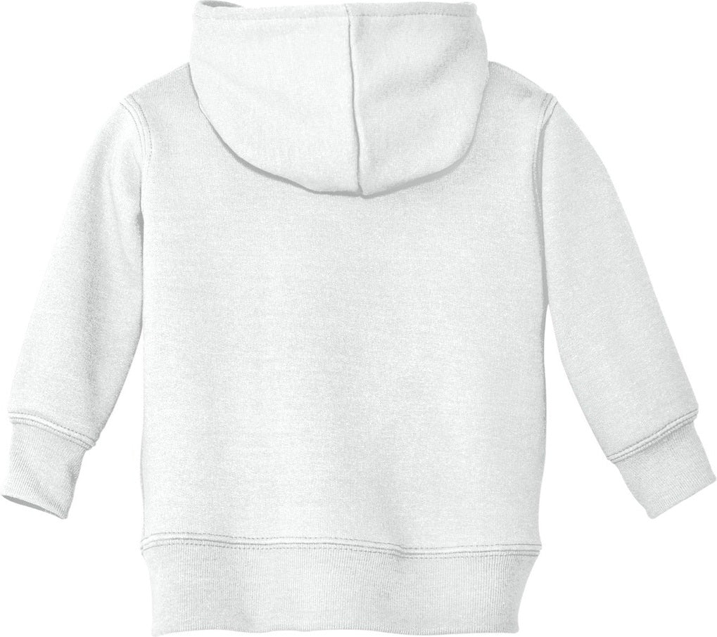Front View of White Port & Co Infant Core Fleece Full-Zip Hooded Sweatshirt. CAR78IZH