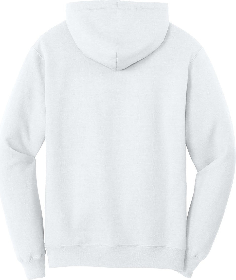 Rear View of White Port & Co Tall Core Fleece Pullover Hooded Sweatshirt PC78HT