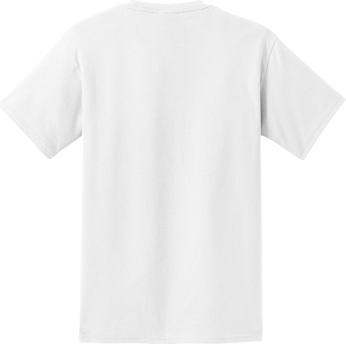Rear View of White Port & Co Tall Essential Pocket Tee. PC61PT