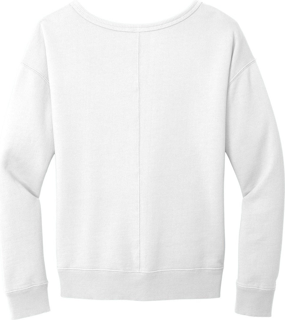 Front View of White Port & Co Women's Beach Wash Garment-Dyed V-Neck Sweatshirt LPC098V