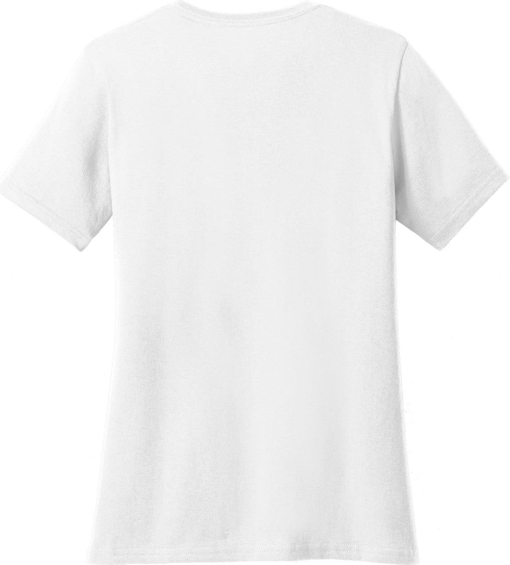 Front View of White Port & Co Women's Core Cotton V-Neck Tee. LPC54V