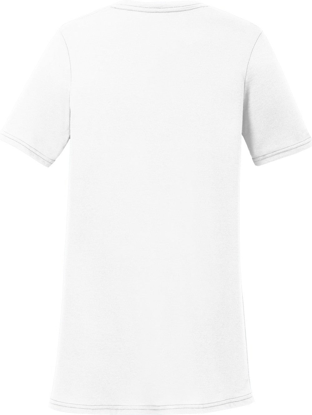 Front View of White Port & Co Women's Performance Blend V-Neck Tee. LPC381V