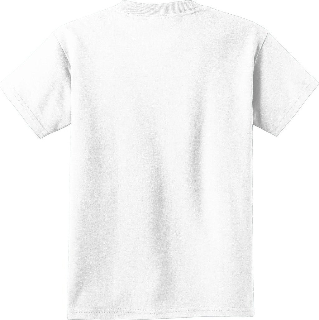 Rear View of White Port & Co Youth Beach Wash Garment-Dyed Tee. PC099Y