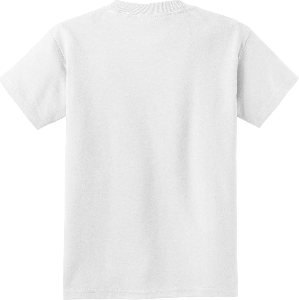 Rear View of White Port & Co Youth Core Cotton Tee. PC54Y