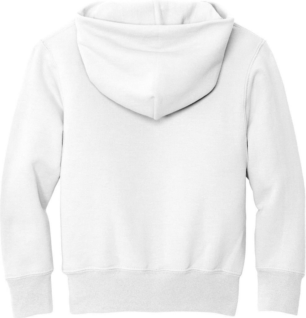 Front View of White Port & Co Youth Core Fleece Pullover Hooded Sweatshirt. PC90YH