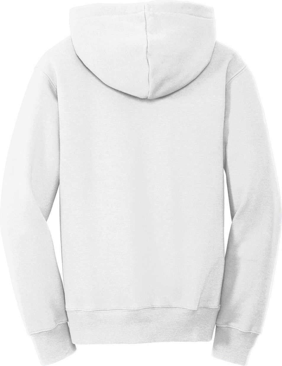 Front View of White Port & Co Youth Fan Favorite Fleece Pullover Hooded Sweatshirt. PC850YH
