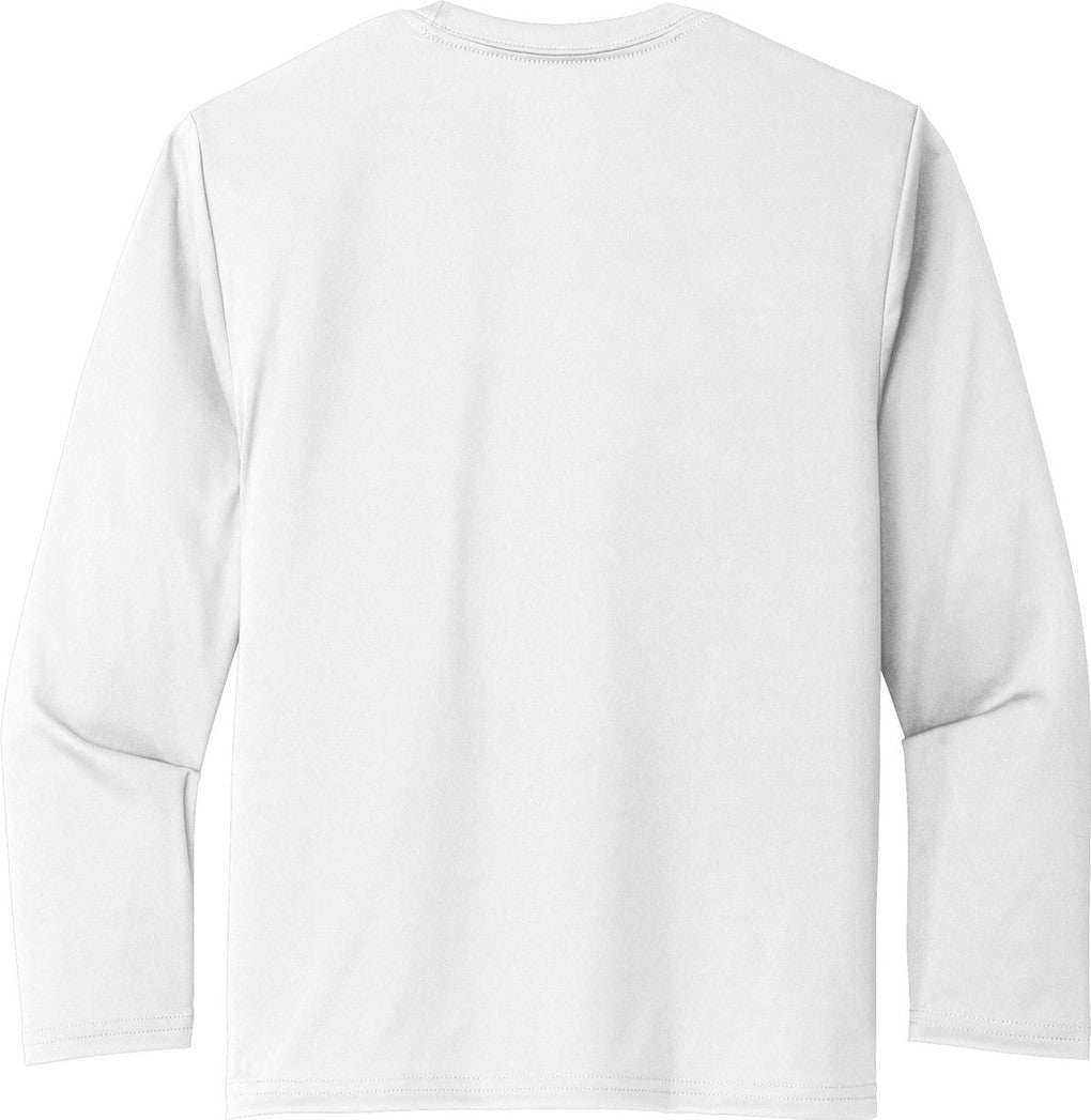 Front View of White Port & Co Youth Long Sleeve Performance Tee PC380YLS