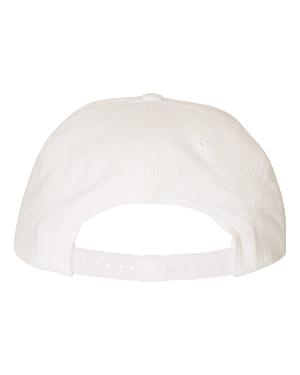 Rear View of White Premium Flat Bill Snapback Cap - 6089M