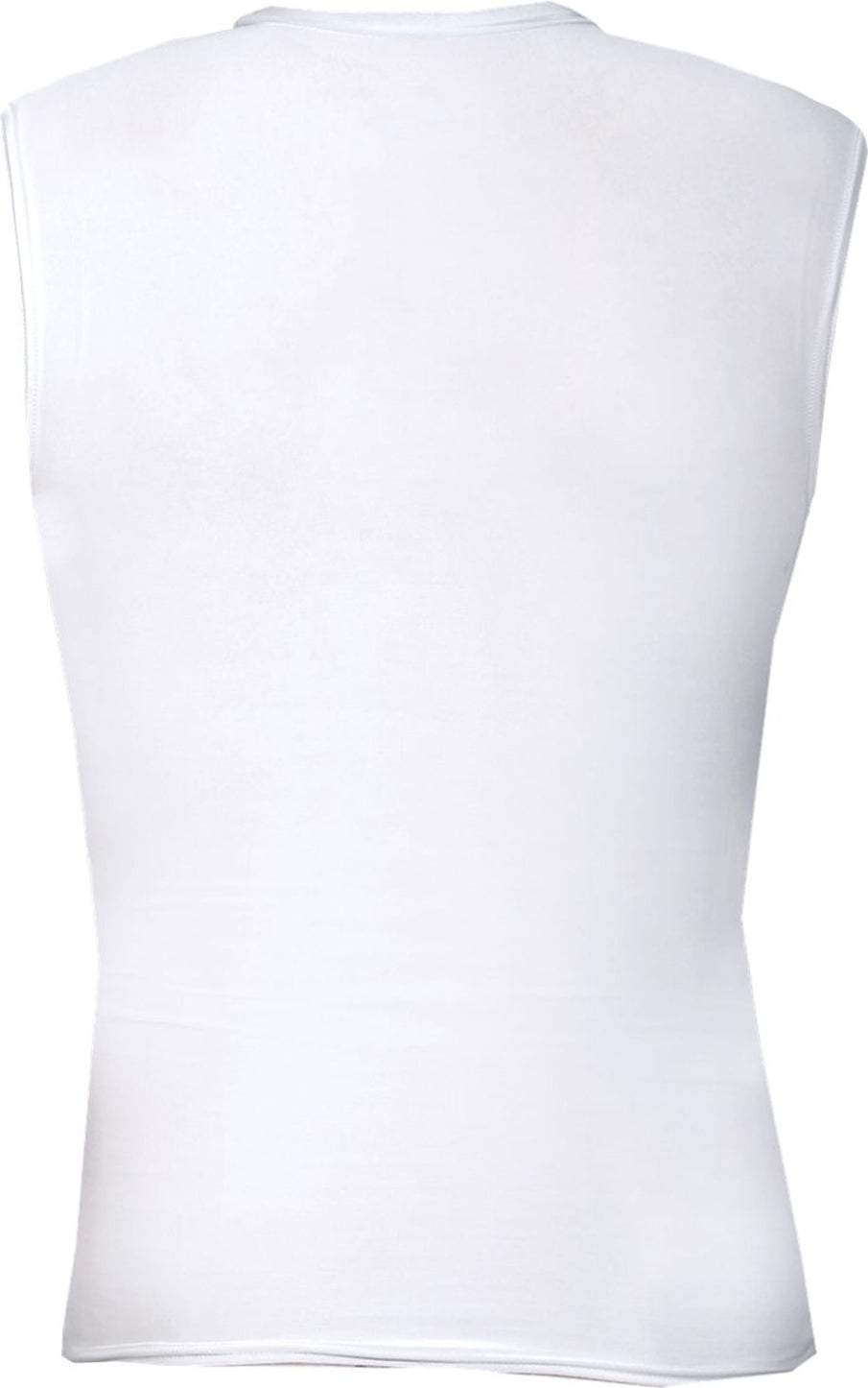 Rear View of WHITE PRO COMPRESSION SLEEVELESS CRE