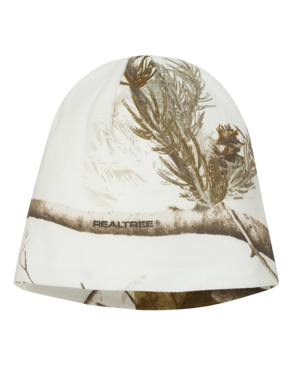 Rear View of White Realtree AP 8" Licensed Camo Beanie - LCB08