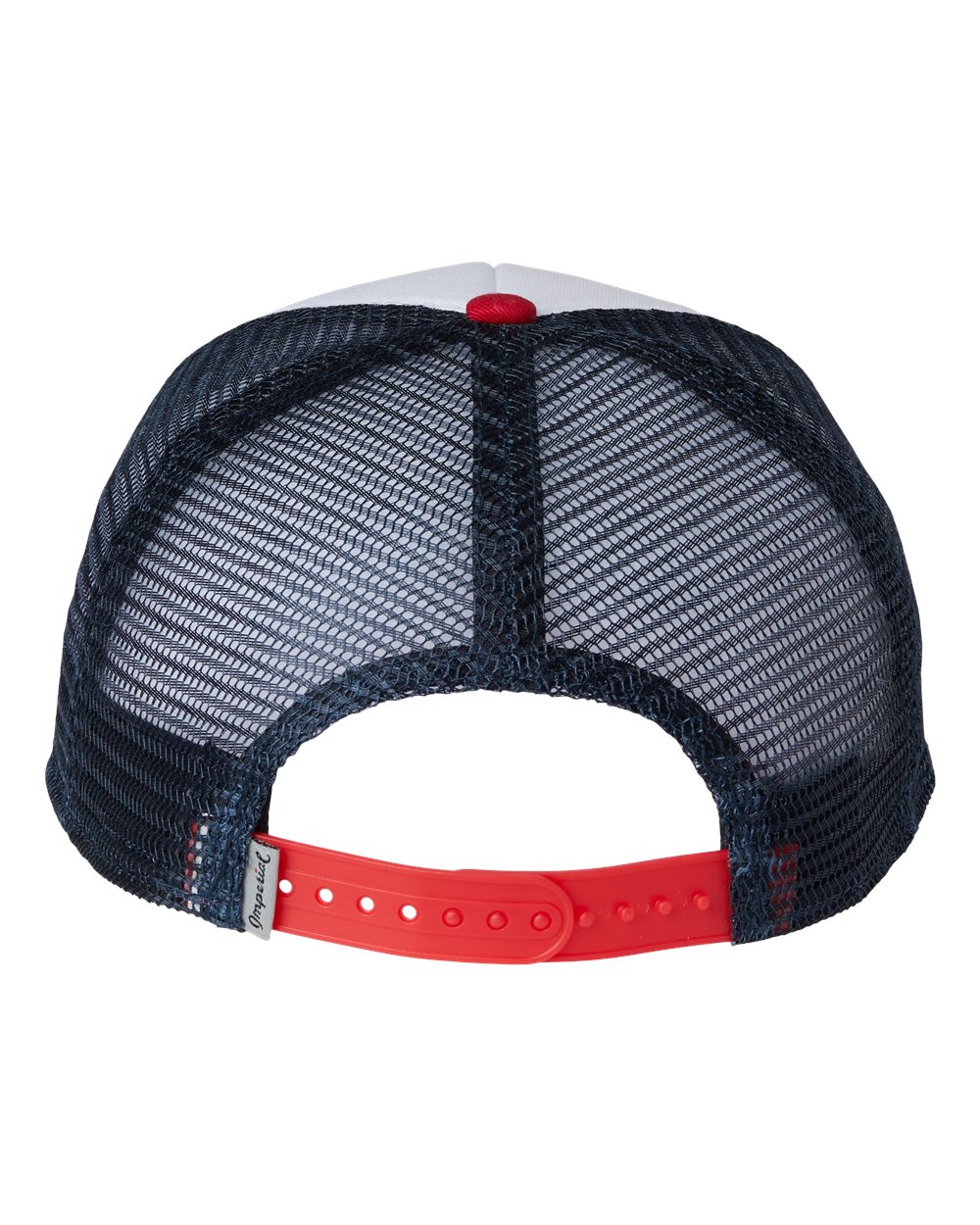 Front View of White/ Red/ Dark Navy North Country Trucker Cap - 1287