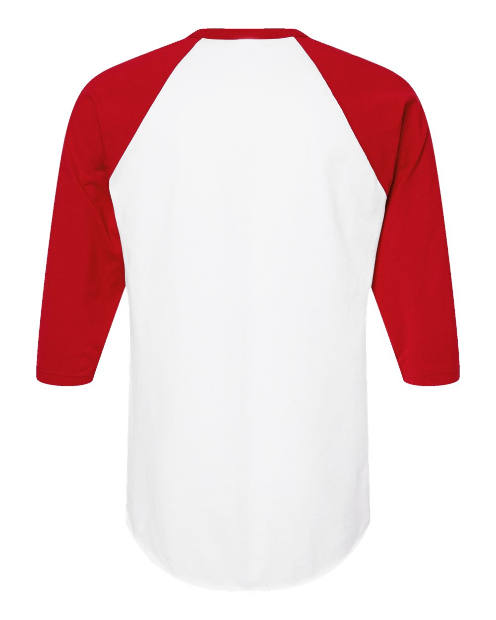 Front View of White/ Red Fine Jersey Raglan T-Shirt - 245
