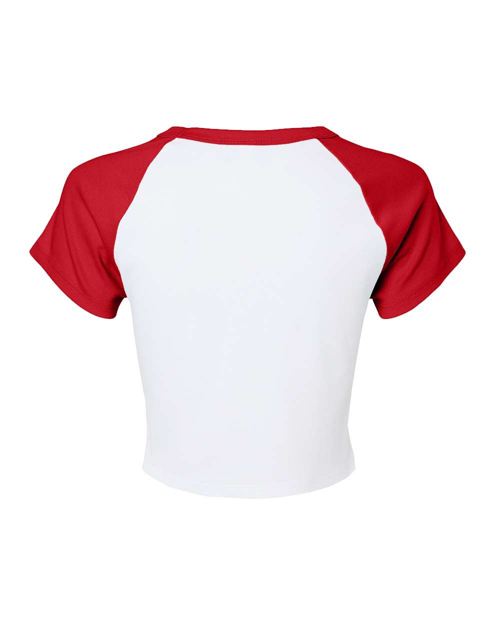 Front View of White/ Red Women's Micro Rib Raglan Baby Tee - 1201