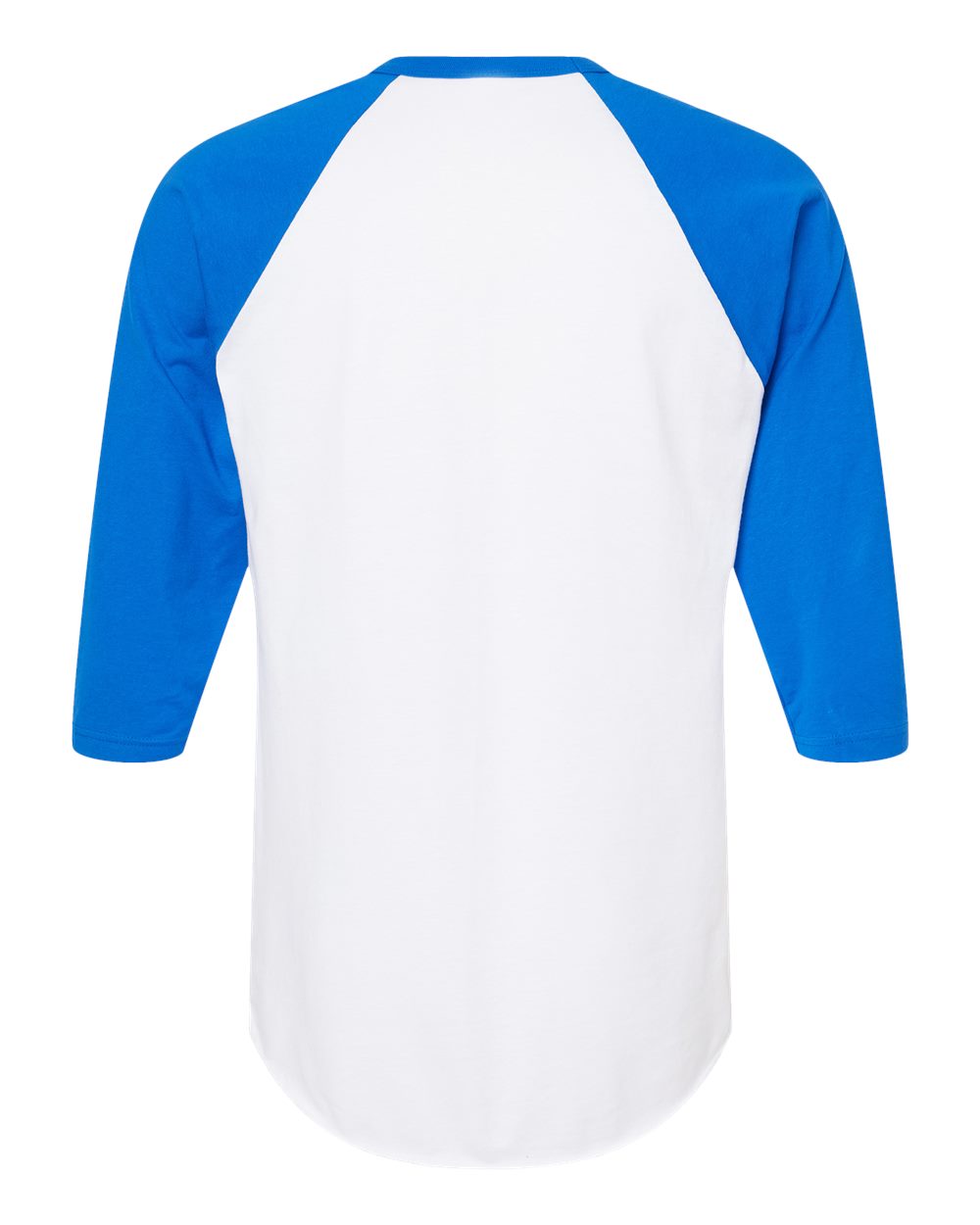 Front View of White/ Royal Fine Jersey Raglan T-Shirt - 245