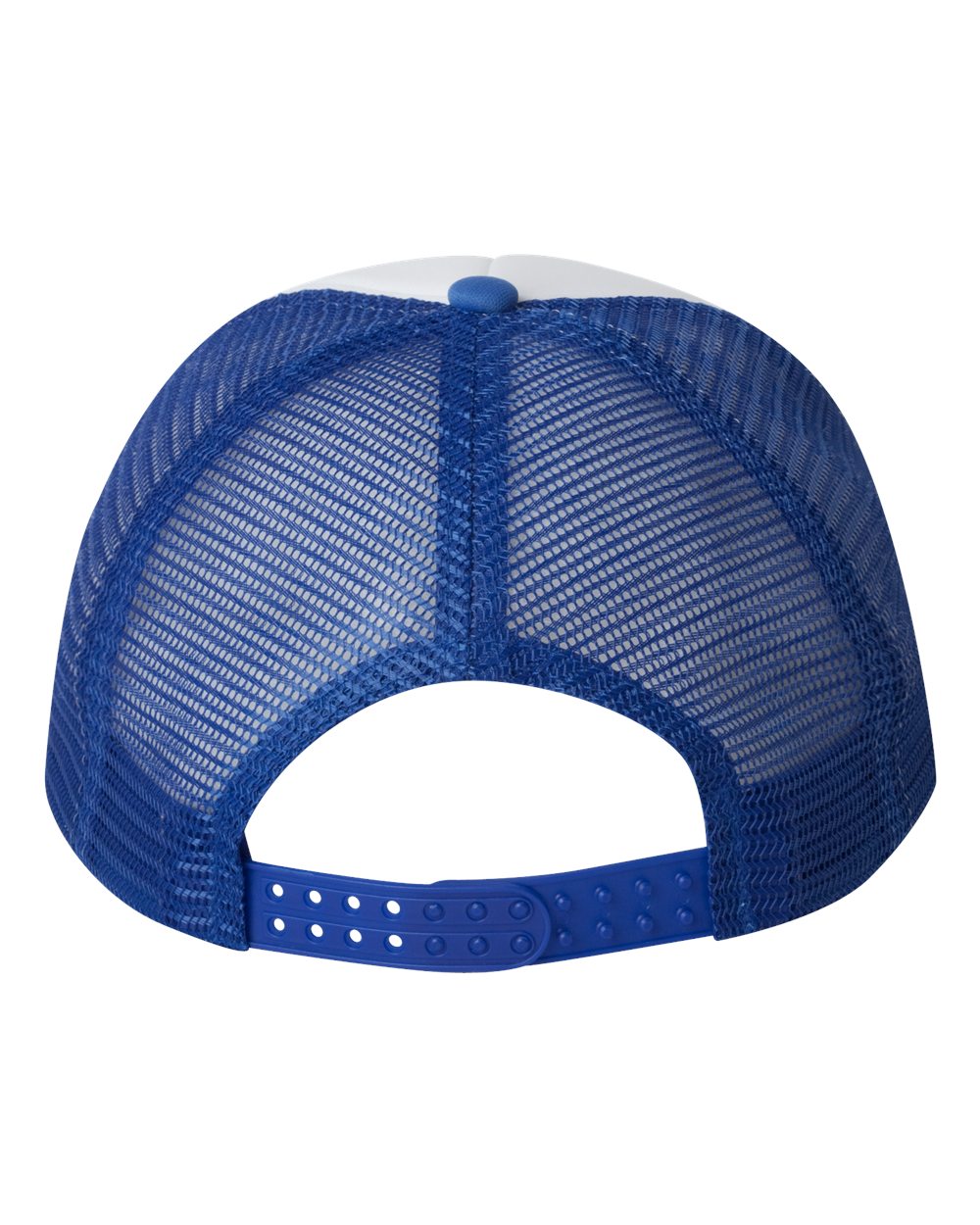 Front View of White/ Royal Foam Mesh-Back Trucker Cap - VC700