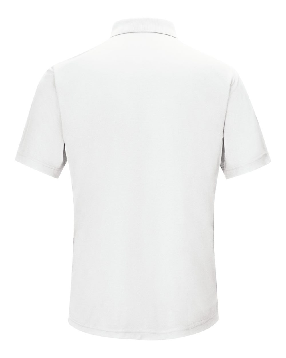 Front View of White Short Sleeve Performance Knit Gripper-Front Polo - SK74