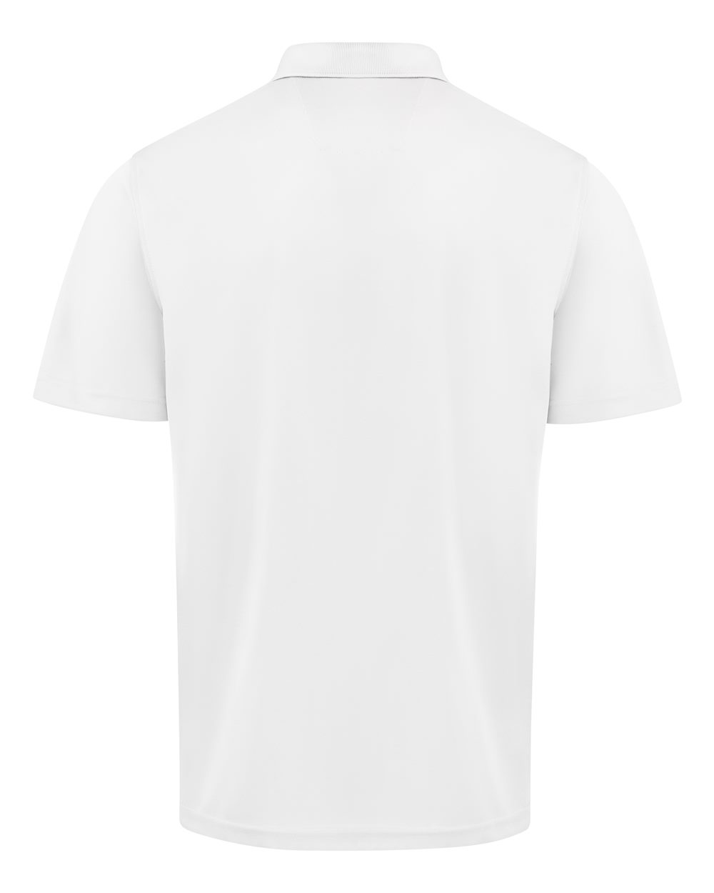 Front View of White Short Sleeve Performance Knit Pocket Polo - SK98