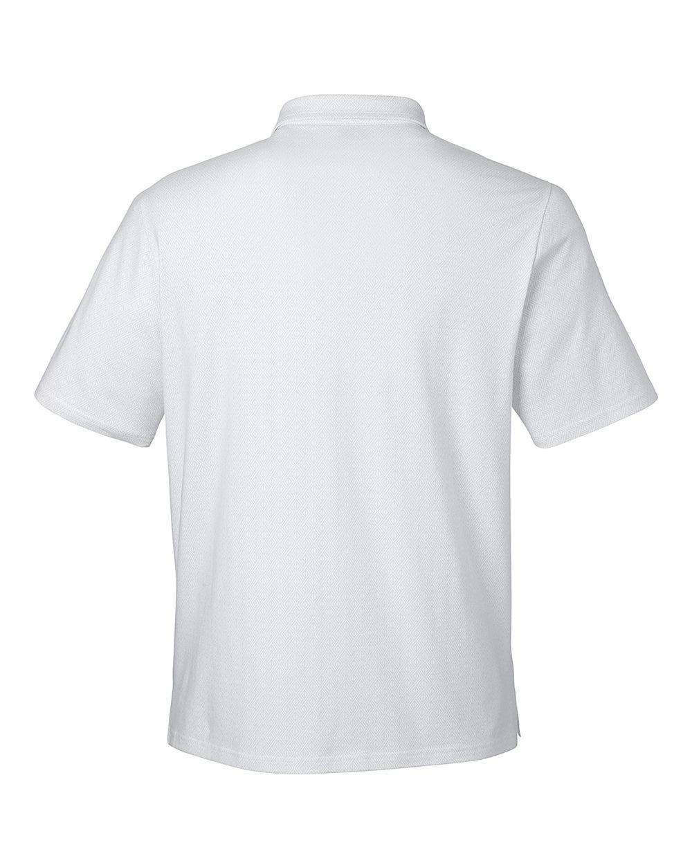 Rear View of White/ Silver Men's Crownlux Performance® Geo Polo - DG101
