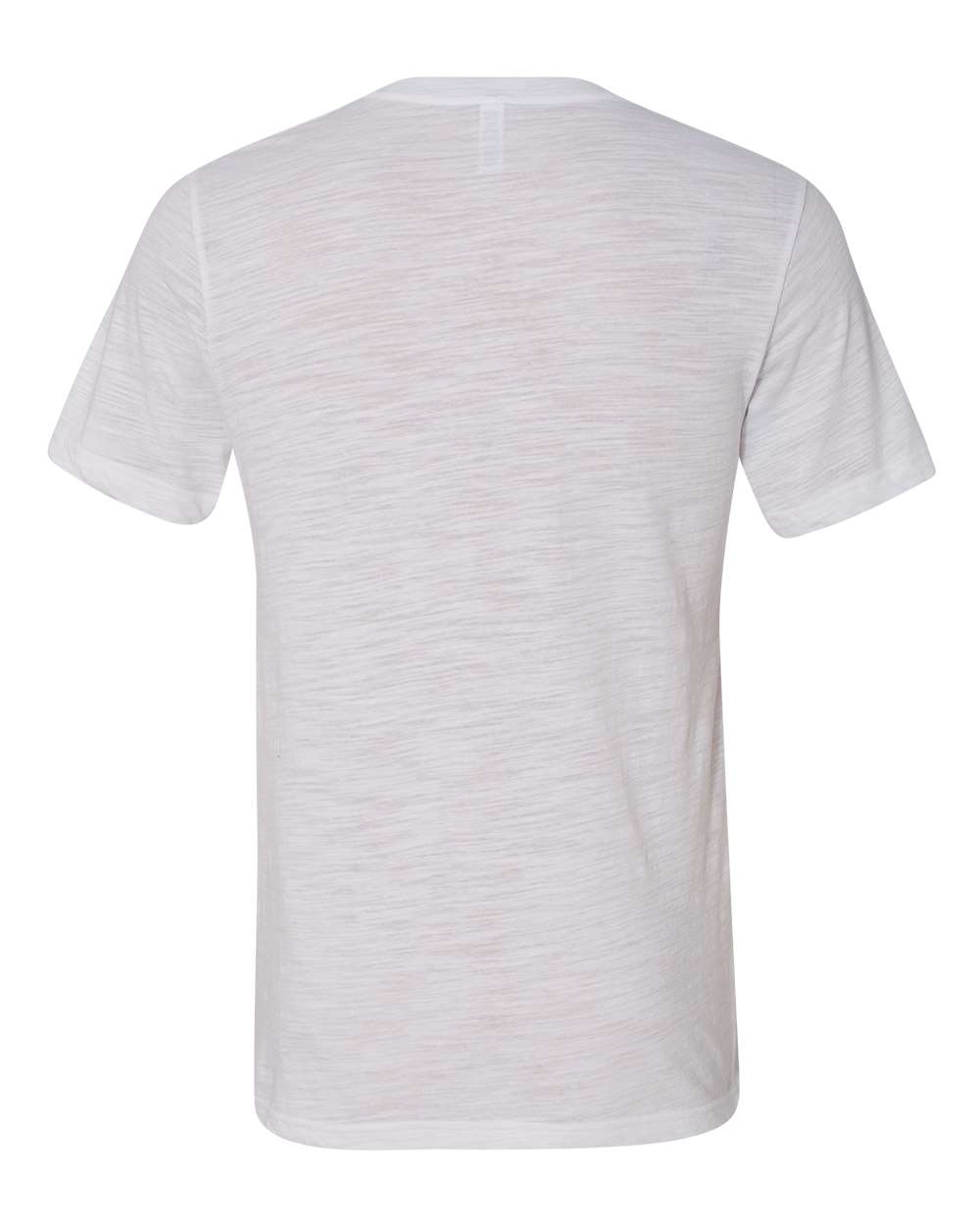Front View of White Slub Textured Jersey V-Neck Tee - 3655