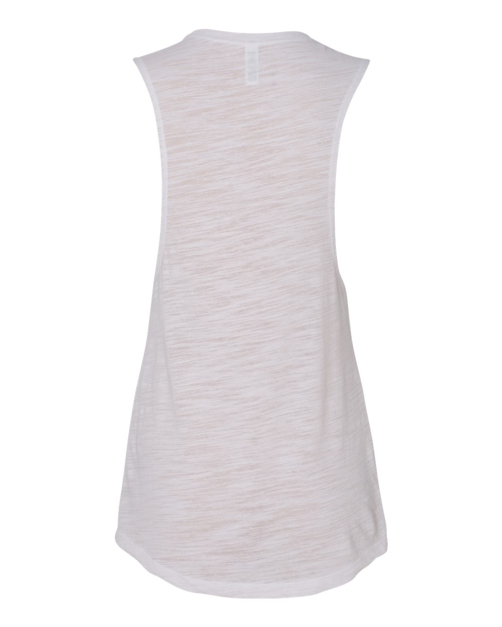 Rear View of White Slub Women&#39;s Flowy Scoop Muscle Tank - 8803