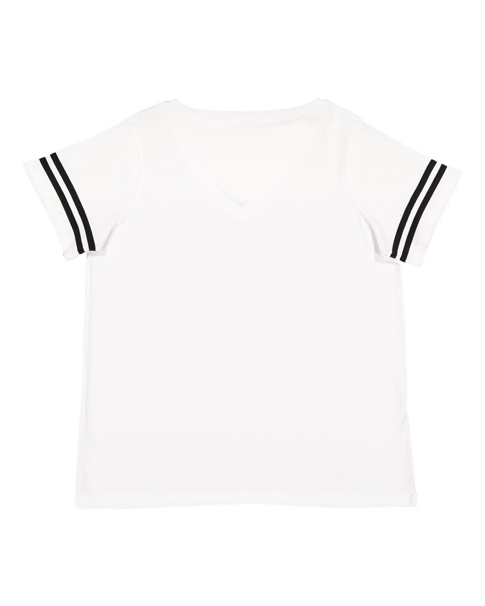 Front View of White Solid/ Black Curvy Collection Women's Vintage Football T-Shirt - 3837