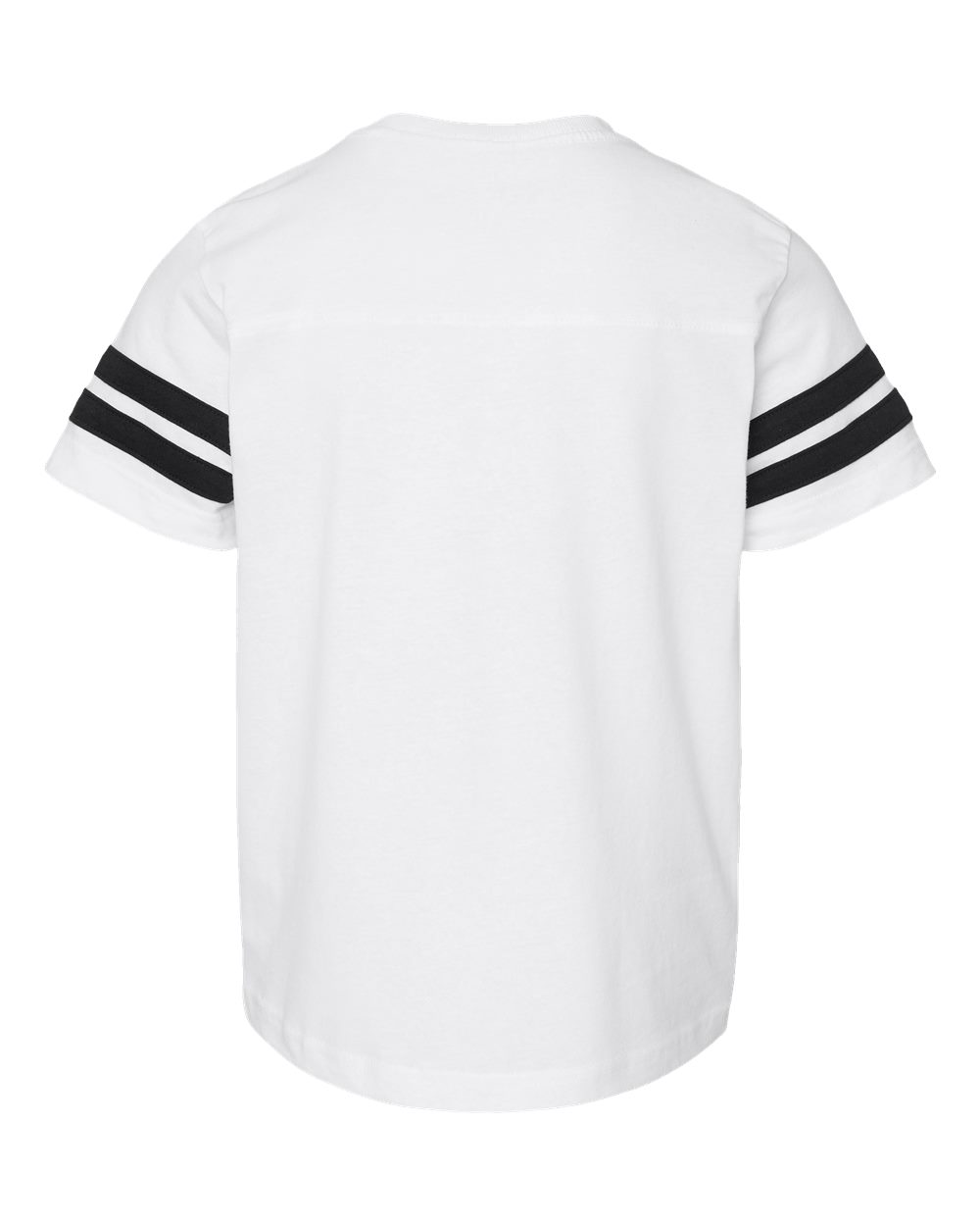 Front View of White Solid/ Black Youth Football Fine Jersey Tee - 6137